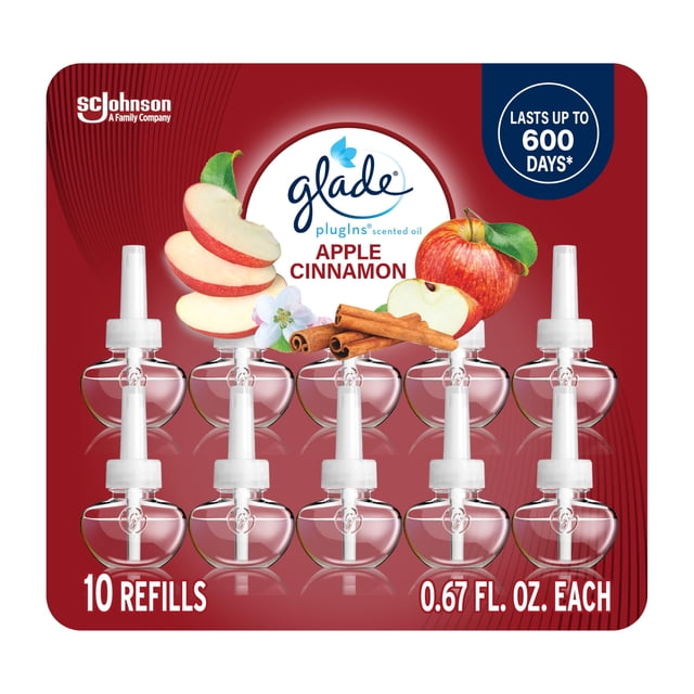 Ambientador Glade PlugIns Manzana y Canela 200 ml, paquete de 10