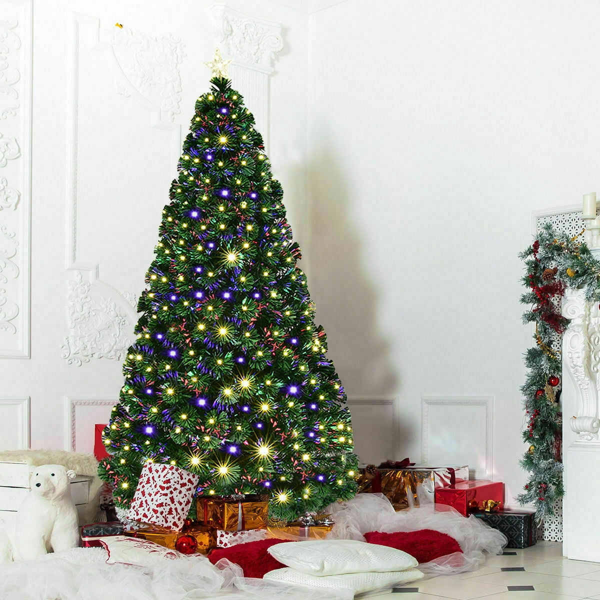 6 PreLit Fiber Optic Artificial Christmas Tree w/ 230 LED Lights & Top
