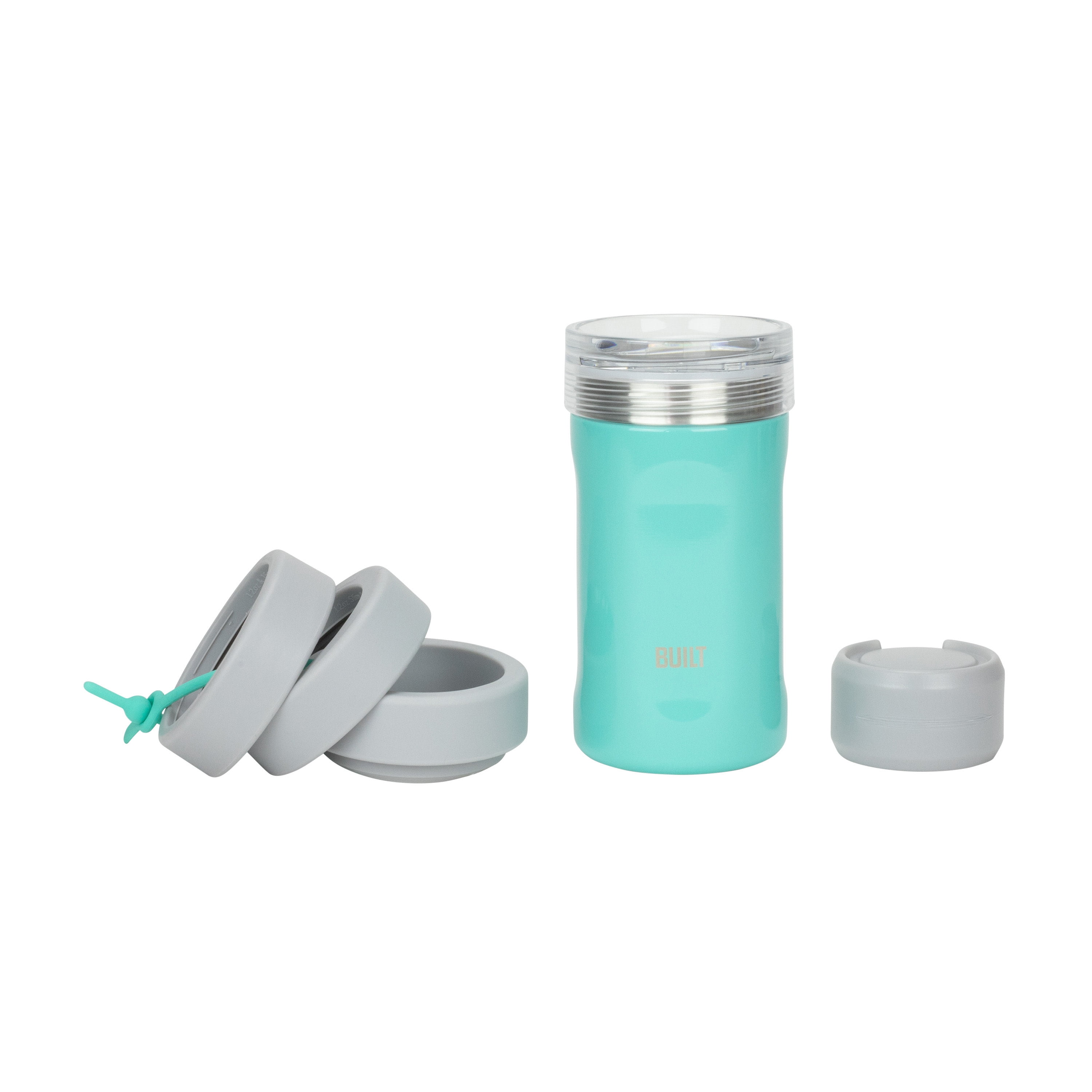 BUILT 5-in-1 14 oz Insulated Stainless Steel Can Cooler and Drink Sleeve Set, Cockatoo