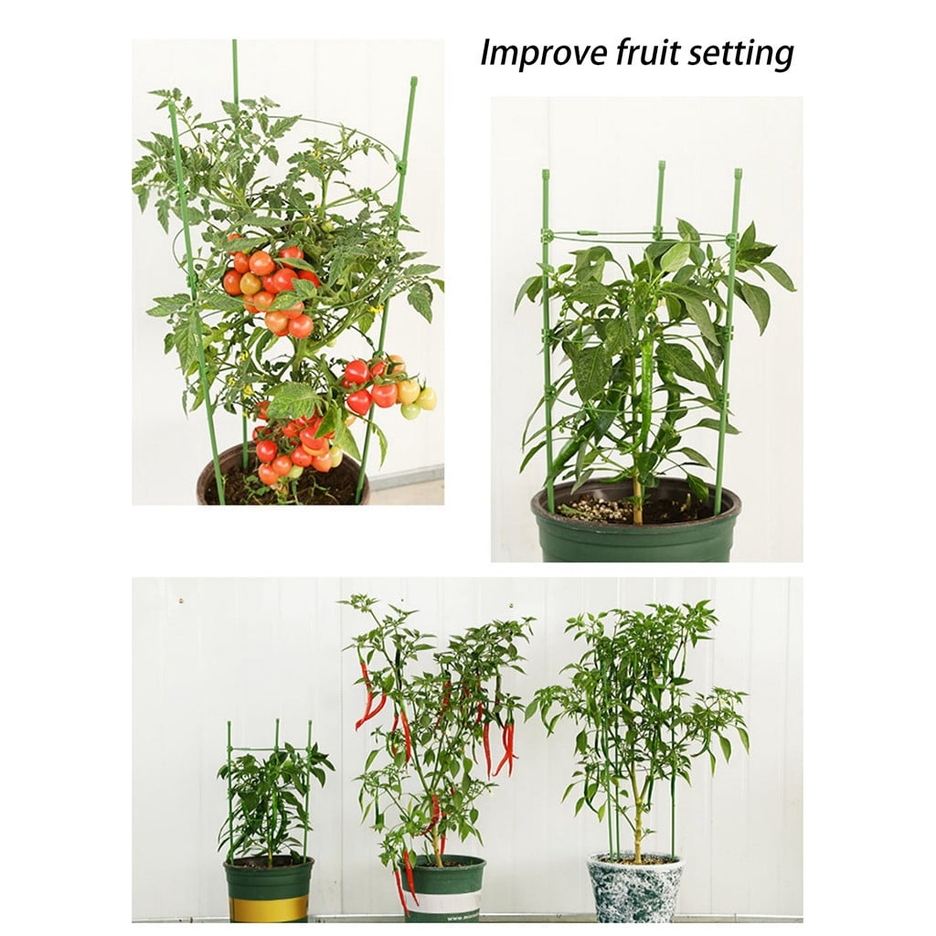 Garden Plant Support, Tomato Cage For Climbing Plants Kits, With 4pcs Garden Plant Climbing Support Rack (24 Inches), 4pcs Automatic Watering Spikes, 20pcs Plant Clips