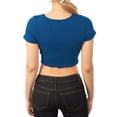 thumbnail image 4 of MixMatchy Women's Sexy Ruched Drawstring Front Short Sleeve V Neck Crop Tee Top, 4 of 5
