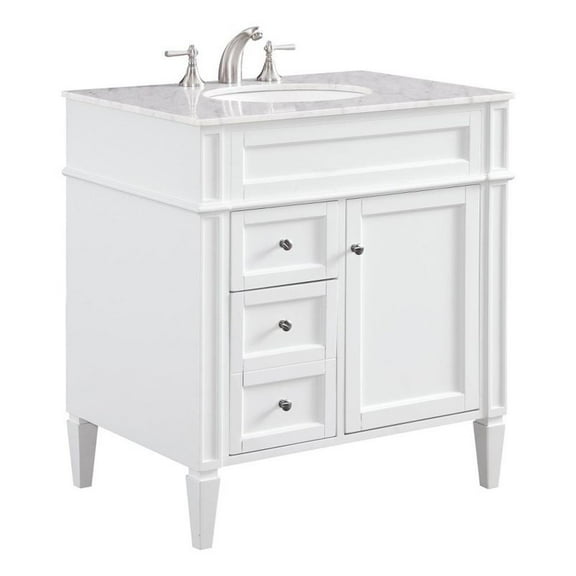 Elegant Decor Park Ave 32" Wood Single Bathroom Vanity in White