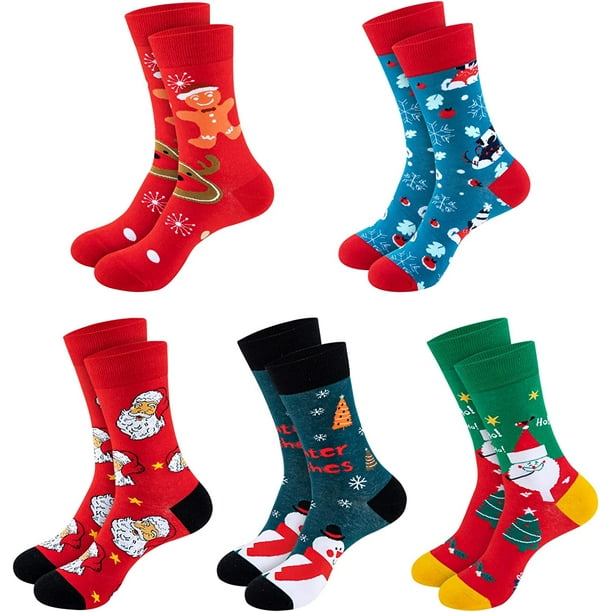 Women s Christmas Socks 5 Pairs Fun Crew Novelty Xmas Gifts Socks