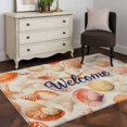 thumbnail image 4 of Welcome Sea Shell Washable Area Rugs 2.7'x5', Ocean Starfish Summer Vintage Low Pile Throw Living Room Rug Non-Slip Sturdy Edge Binding Carpet for Indoor Entryway Bedside Kitchen, 4 of 9