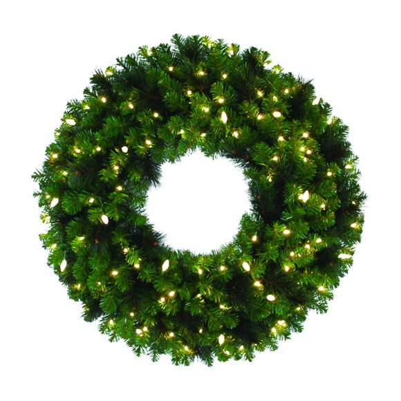 Corona navideña para celebrar la Navidad, madera de pino mixto, 36 cm, con 100 LED