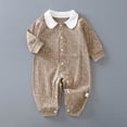 thumbnail image 2 of 0-3 Months Newborn Bodysuit Baby Romper Spring Fall Long Sleeve Cotton Crawling Outfit Bodysuit Warm Home Wear Khaki Baby Gift, 2 of 4