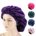 thumbnail image 1 of Solid Color Women 2-Layer Night Sleep Bonnet Slouchy Hat Home Hair Care Cap, 1 of 8