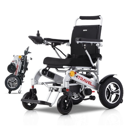 Intelligent Lightweight Foldable Electric Wheelchairs, Compact Power Wheelchair, Portable Folding Carry Wheelchair-Silver