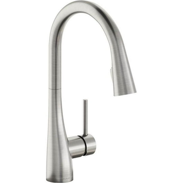 Elkay LKGT4083LS Robinet de Cuisine Gourmet à Trou Unique avec Pulvérisateur Rétractable et Poignée avant, Acier Lustré