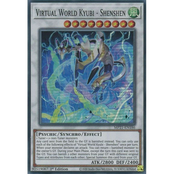YuGiOh 2021 Tin of Ancient Battles Super Rare Virtual World Kyubi - Shenshen MP21-EN186