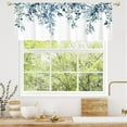 thumbnail image 3 of Blue Kitchen Curtains Valances, Eucalyptus Leaves Pattern Semi Sheer Kitchen Valances for Living Room, Watercolor Botanical Rod Pocket Short Window Treatment Decor, 52x18, 3 of 6