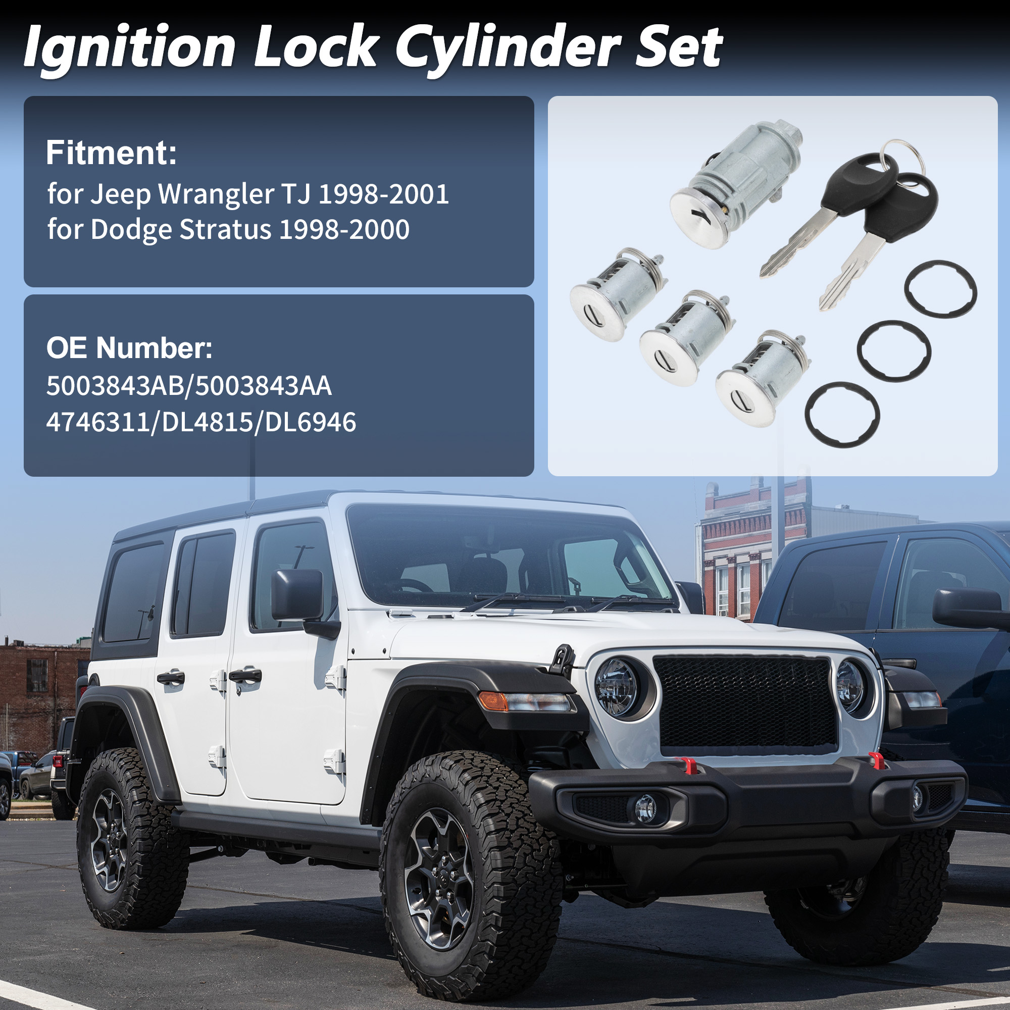 Unique Bargains Ignition Lock Cylinder for Jeep Wrangler TJ and for Dodge Stratus