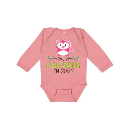 

Inktastic Owl Be a Big SIster in 2023 Gift Baby Girl Long Sleeve Bodysuit