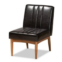 Bowery Hill Mid-Century Dark Brown and Brown Finished Wood Dining Chair