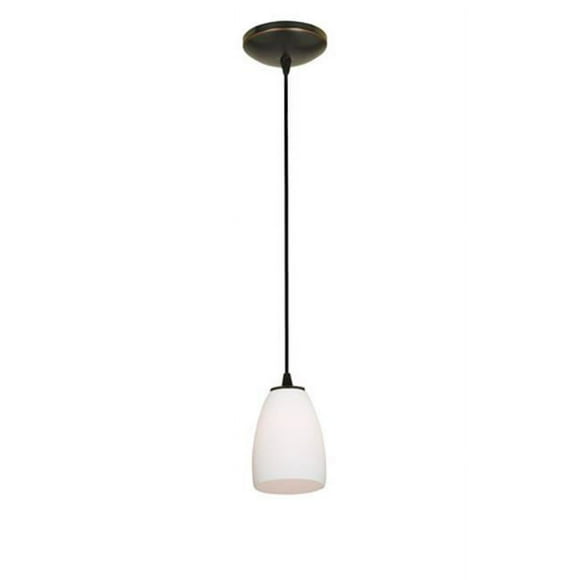 Sydney Sherry 28069-1C-ORB-OPL 1 Light Cone Glass Pendant in Oil Rubbed Bronze with Opal Glass