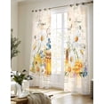 thumbnail image 5 of White Daisy Sheer Curtains 84 Inch Length 2 Panels Set for Living Room/Bedroom, Spring Floral Elegant Pastoral Botanical Bees Kitchen Curtains Grommet Semi-Sheer Curtains Window Treatments 52"x84"x2, 5 of 7