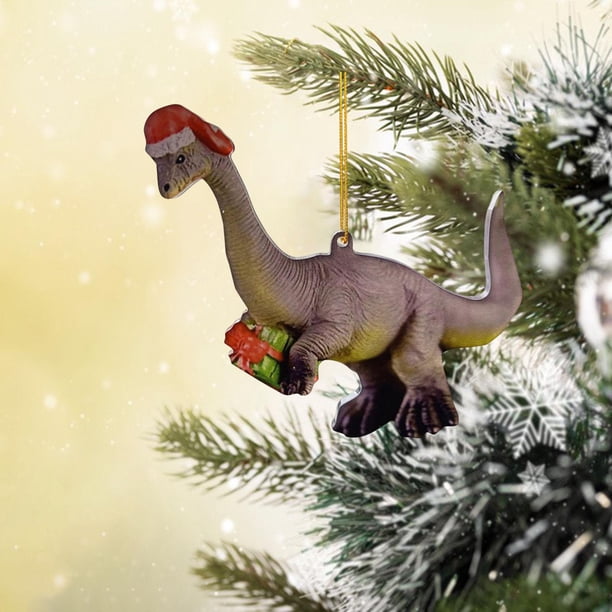 Colgante de dinosaurio de Navidad Colco Sombrero de Navidad de dibujos animados