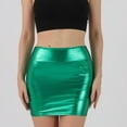 thumbnail image 2 of ShomPort Women's High Waist Leather Shiny Short Mini Skirt Night Club Bodycon Tight Dress, 2 of 7