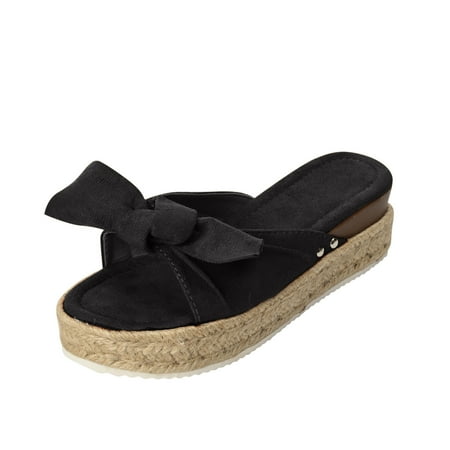

Jsezml Womens Bathroom Shower Slippers Printed Thick Wedge Slides Comfortable Slides Casual Peep Toe Beach Shoes