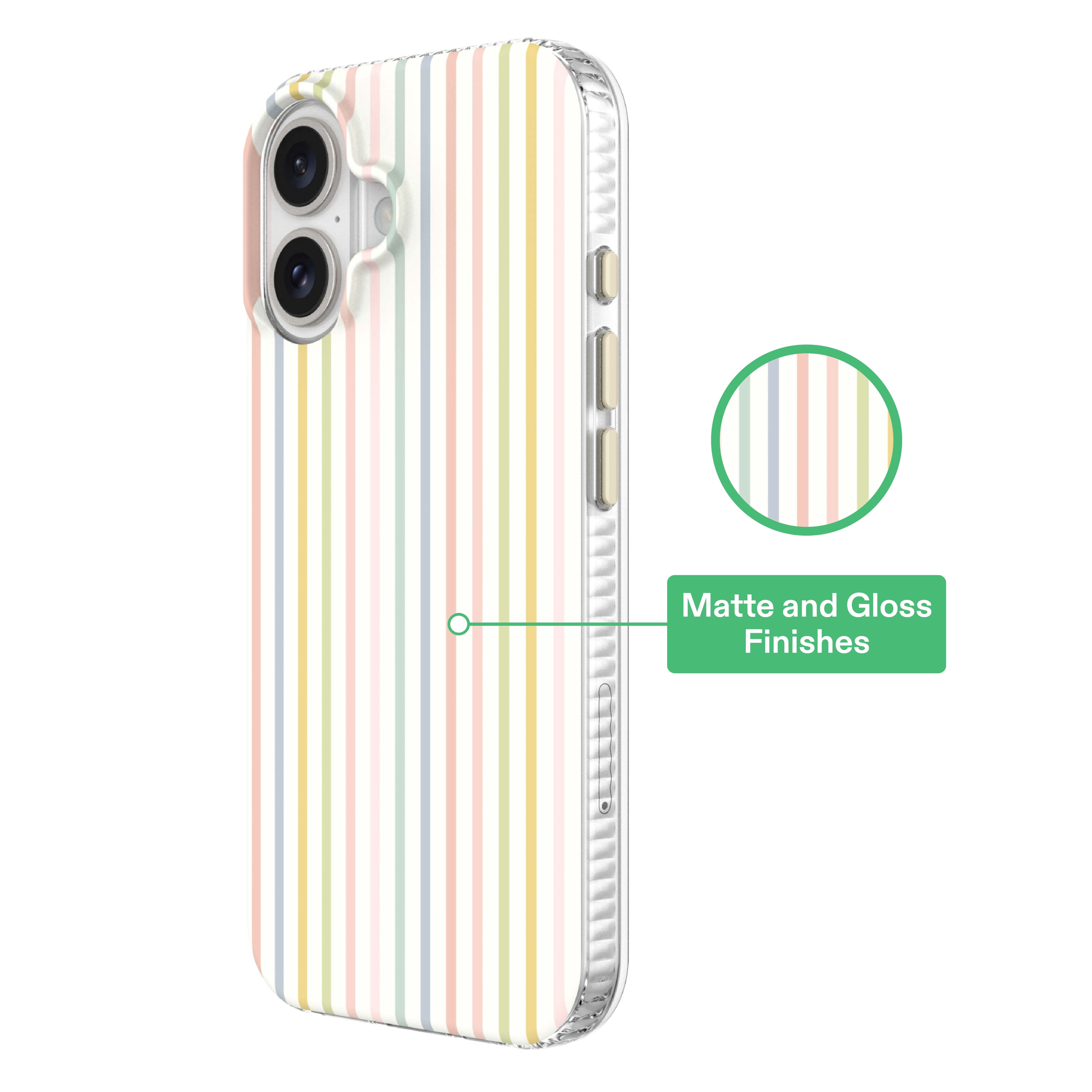 onn Phone Case for iPhone 16, MagSafe Compatible - Multicolor Stripe