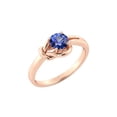 thumbnail image 2 of 0.50 ctw Lab Created Blue Sapphire Ring 14K Rose Gold Knot 4 prongs Round, 2 of 4