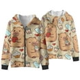 thumbnail image 4 of KUIFORTI Cute Capybara Girls Sweaters Size 11-13 Fleece-Lined Hooded Zip Up Sweatshirts with Pockets Comfortable Soft Hooded Coat Casual Outerwear for Daily Life, 4 of 6