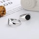 thumbnail image 3 of Anillo abierto estilo hip hop estilo punk tendencia plata S925 gota negra pegamento cuadrado redondo, 3 of 6
