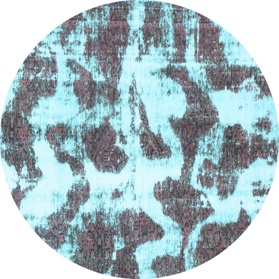 Ahgly Company Indoor Round Abstract Light Blue Modern Area Rugs, 8' Round