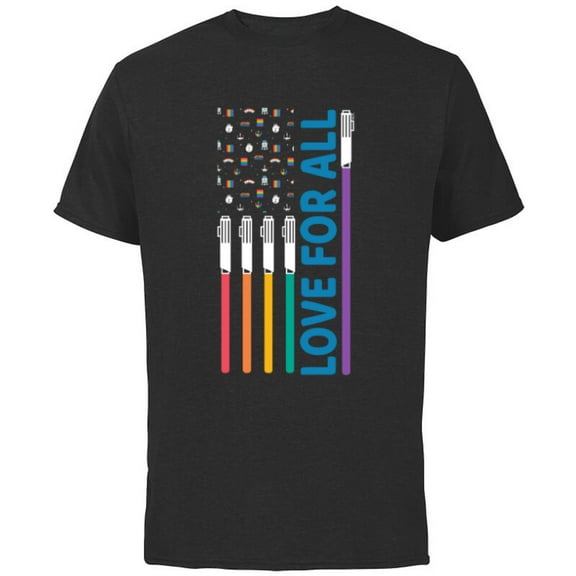Star Wars Pride Love For All Rainbow Lightsaber Flag - Short Sleeve Cotton T-Shirt for Adults - Customized-Black