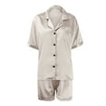 thumbnail image 4 of BOOMILK Womens Satin Pajamas Set Plus Size Short Sleeve Silky Sleepwear Button Down Loungewear 2 Piece Pjs Shorts Set, 4 of 5