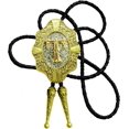 thumbnail image 1 of GHSDFBB Golden Initial A to Z in Flower Nursery Cowboy Bolo Tie with Cowhide Rope, 1 of 3