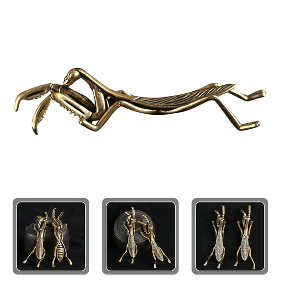 MLINS Retro Brass Praying Figurine Ornament, Insect Desktop Decoration for Home and Office