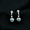 thumbnail image 3 of Rosec Jewels 9.25 CT Diamond Earrings with Tahitian Pearl Drop, Pearl and Diamond Bar Earrings, Tahitian Pearl Drop Earrings, Bar Drop Earrings for Women, 925 Sterling Silver, 3 of 8