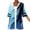 Blue, variant on Herrnalise Jackets For Women Printing Mesh Splicing Three Quarter Sleeve Casual Tops Blouse Cardigan Shackets For Women 2024 fall Blue,M