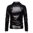 thumbnail image 4 of YODETEY Winter Men'S Casual Stand Collar Motorcycle Leather Jacket Coat Black 10(XL), 4 of 8
