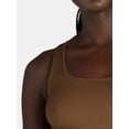 thumbnail image 5 of No Boundaries Women's Seamless Smoothing Rib Square Neck Bodysuit, Sizes XS-XXXL, 5 of 7