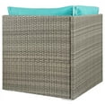 thumbnail image 3 of Modway Repose Rattan & Fabric Patio Corner Chair in Light Gray and Turquoise, 3 of 4