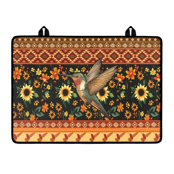 SEANATIVE Glass Top Stove Cover Electric Stove Mat Electric Ceramic Stovetop Cover Oil-proof Washer Dryer Top Protector Scratch Resistant Cooktop Mat, Amercian Tribal Flower Sunflower Hummingbird