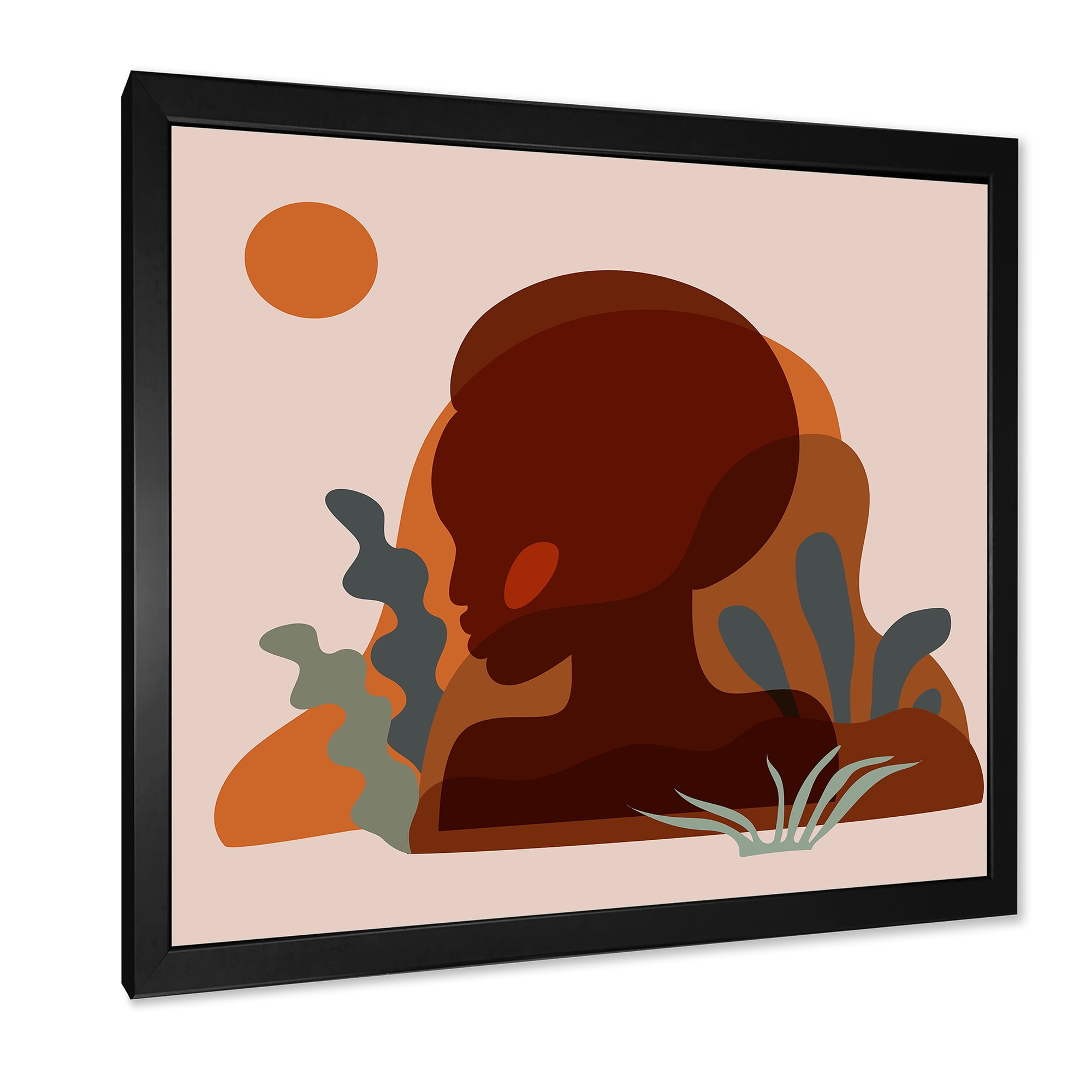 Designart 'Minimal Silhouette Of African American Woman' Modern Framed Art Print