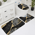 thumbnail image 4 of Black & Gold Marble 3-Piece Bath Rug Set, Non-Slip Polyester Bathroom Mats, Luxury Washable Low-Pile Rugs with Toilet Lid Cover & U-Shaped Mat for Modern Bathroom Decor, 4 of 5