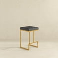 thumbnail image 5 of Filomena Gray Boucle Fabric Upholstered Tufted Kitchen Gold Metal Counter Stool, 5 of 8