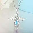 thumbnail image 5 of FJ Guardian Angel Necklace for Women 925 Sterling Silver Aquamarine Pendant March Birthstone Jewelry Gifts for Mom Wife Daughter, 5 of 8