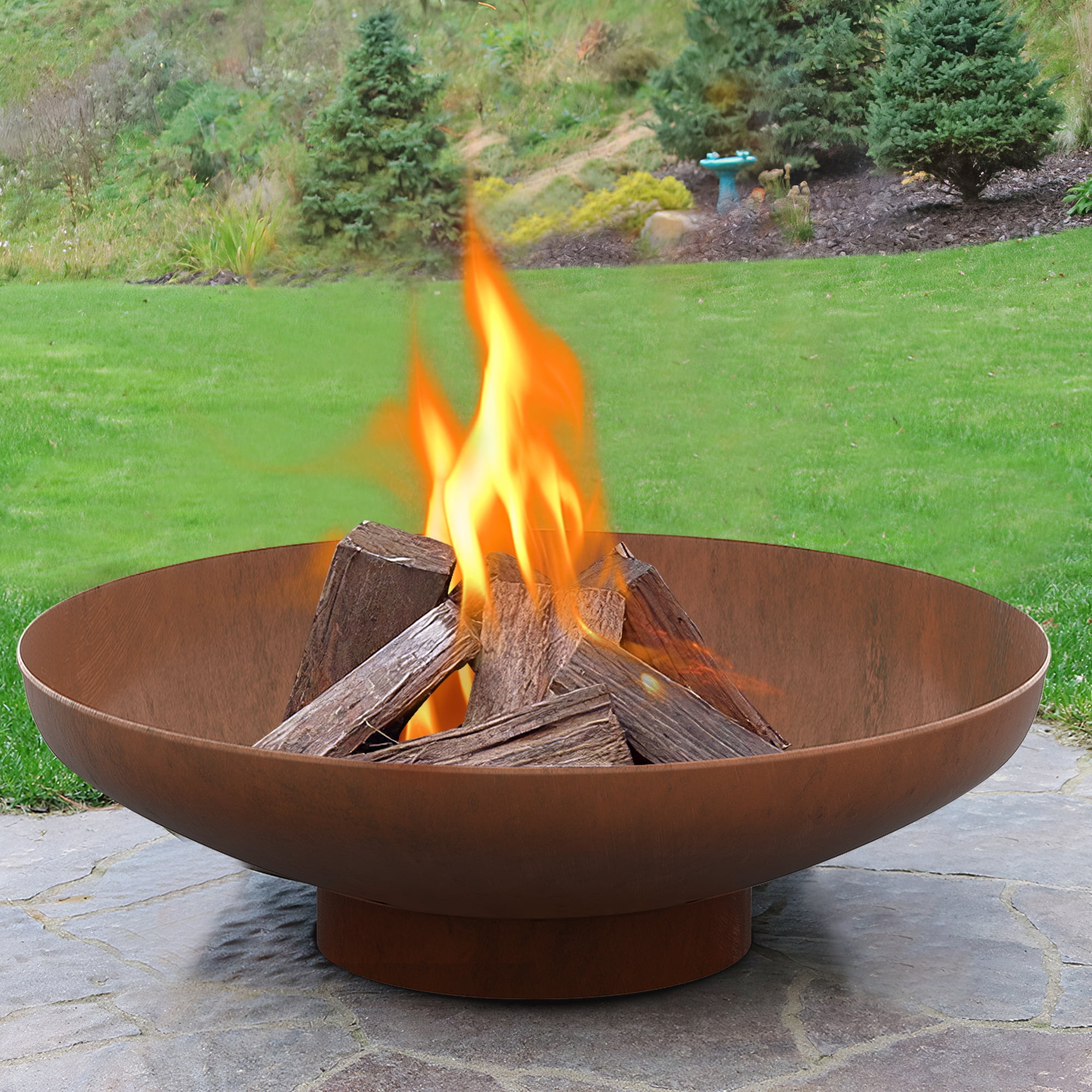 Fency Fire Bowl Pit Corten Steel, Extra Large Cast Iron Fire Pit