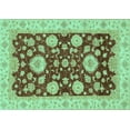 thumbnail image 1 of Ahgly Company Machine Washable Indoor Rectangle Oriental Turquoise Blue Traditional Area Rugs, 5' x 7', 1 of 4