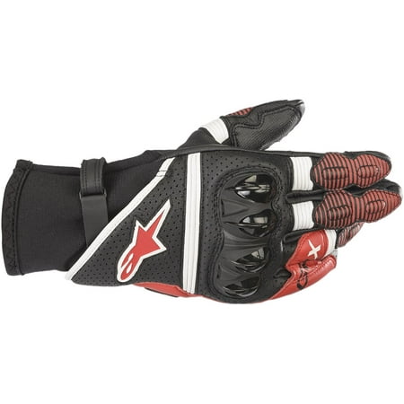 - Alpinestars GPX V2 Mens Leather Gloves Black/White/Red