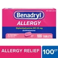 thumbnail image 5 of (3 pack) Benadryl Allergy Medicine for Adults, Ultratablets, 25 mg Diphenhydramine HCl, 100 Count Size, 5 of 14