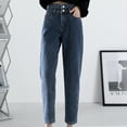 thumbnail image 4 of fvwitlyh Mom Jeans High Waisted Women's Denim Jogger Elastic Waist Ankle Pants Jeans with Buttons Pockets, 4 of 5