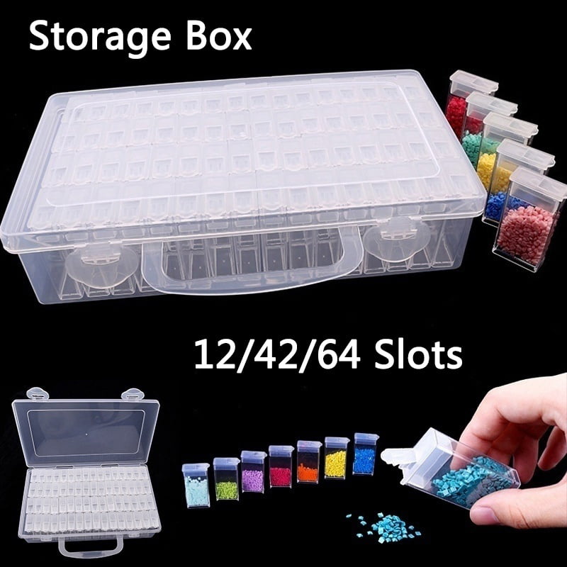64 Slot Nail Diamond Painting Tool Organizer Case Grid Jewelry Drill Storage Box 