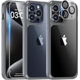 thumbnail image 3 of TAURI 5 en 1 para iPhone 15 Pro Max Funda de titanio, [no amarillea y defensa militar contra caídas] con 2 protectores de pantalla de vidrio templado + 2 protectores de lente de cámara, funda delgada, 3 of 4