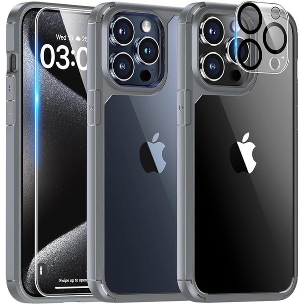 TAURI [3 en 1 Defender diseñado para iPhone 13 Pro Max, con 2 protectores de pantalla de vidrio templado + 2 protectores de lente de cámara a prueba de golpes, cubierta delgada de grado militar, prote
